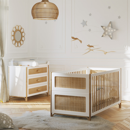 Chambre DUO Lit 70x140 Commode OCEANIA Neige THEO