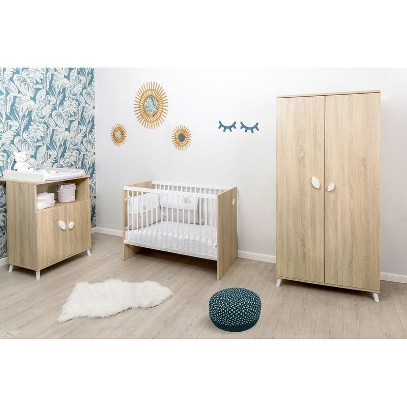 Chambre Trio Lit 60x1 Commode Armoire Eden Bois Blanc Vente En Ligne De Chambre Bebe Bebe9