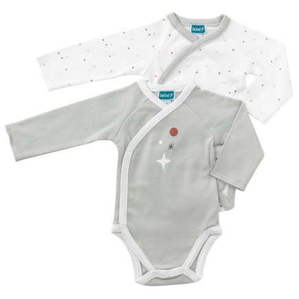 Lot de 2 bodies naissance GAIA gris BEBE9 CREATION