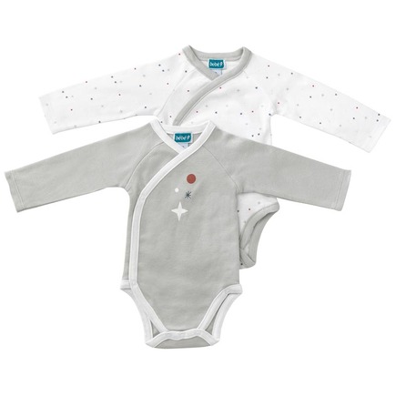 Lot de 2 bodies 3 mois GAIA gris BEBE9 CREATION - 2
