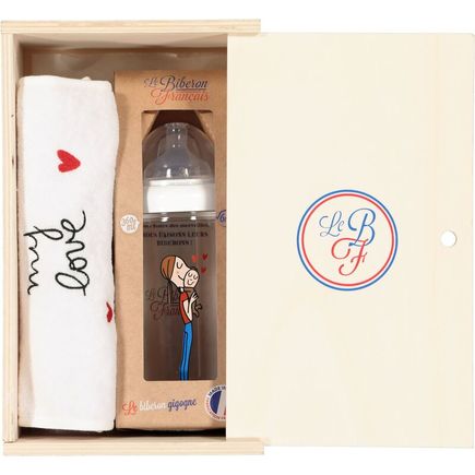 Coffret Bavoir + Biberon 360ml My Love LE BIBERON FRANÇAIS