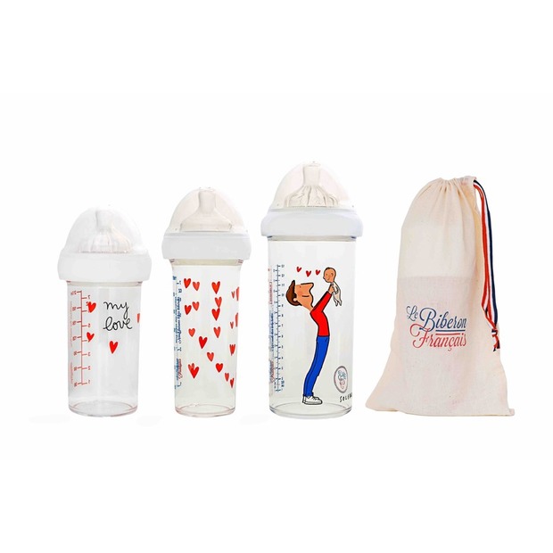 Set de 3 biberons gigognes (360ml et 210ml) Papa-Bébé LE BIBERON FRANÇAIS