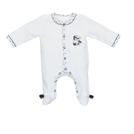 Pyjama velours Naissance CHAO CHAO Blanc SAUTHON Baby déco