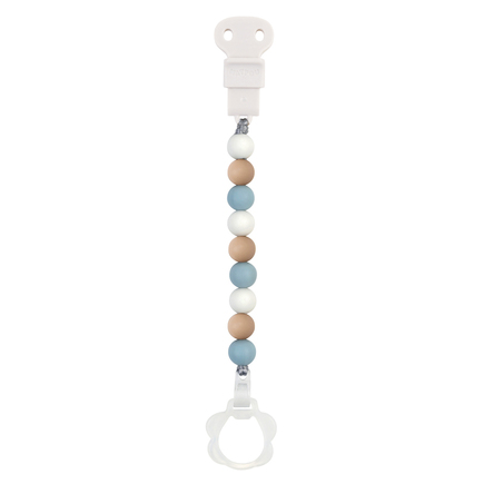 Attache sucette silicone Bleu blanc beige NATTOU