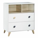 Commode 2 tiroirs 2 niches OSLO boutons goutte