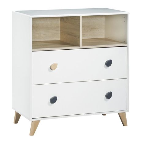 Commode 2 tiroirs 2 niches OSLO boutons goutte SAUTHON