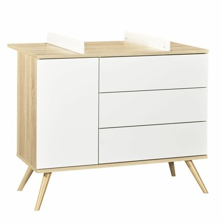 Commode 1 porte et 3 tiroirs blancs SEVENTIES SAUTHON - 2