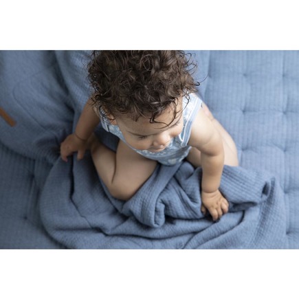 Couverture d'été  de lit bébé 100x140 Pure Bleu LITTLE DUTCH - 4
