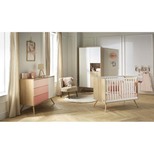Chambre TRIO Lit 140x70 + Commode Rose + Armoire SEVENTIES