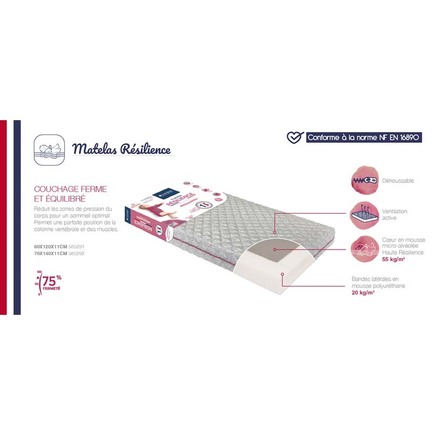 Matelas Resilience 70x140x11 cm CANDIDE - 14