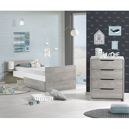 Chambre Lit 140x70 commode armoire LOFT Bois + PL OFF SAUTHON - 2