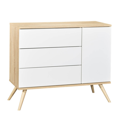 Chambre TRIO Lit 120x60 Commode Blanche Armoire SEVENTIES PL OFF SAUTHON - 2
