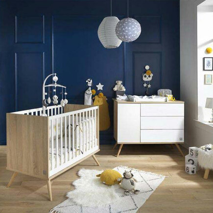 Chambre DUO Lit 140x70 + Commode Blanche SEVENTIES + PL OFF SAUTHON