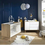 Chambre DUO Lit 120x60 + Commode Blanche SEVENTIES + PL OFF