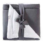 Couverture peluche & gaze Gris