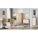 Chambre TRIO VINTAGE Lit 60x120 Commode Armoire Bois Blanc