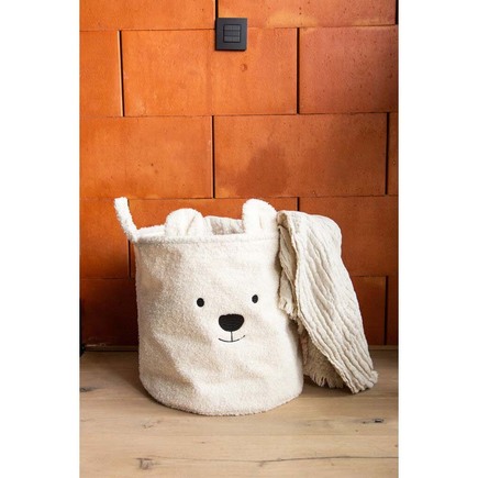 CHILDHOME Panier rangement enfant ours en peluche vieux blanc