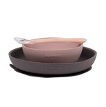 Coffret de repas 3 pièces rose/gris