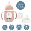 Biberon verre d'apprentissage 2en1 + housse silicone Old Pink BEABA - 2