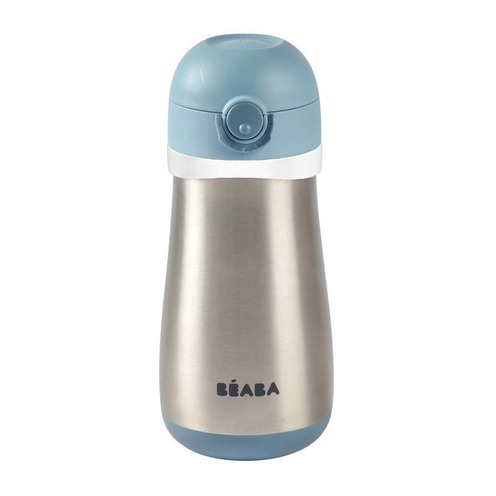 BEABA, Biberon/Tasse d'apprentissage /Gourde Bébé 2 en 1 Inox, Tasse Paille  Enfant, 100%