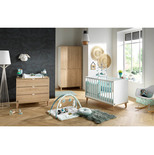 Chambre TRIO lit 60x120 cm + commode + armoire AUBIN Bois