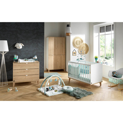 Chambre TRIO lit 60x120 cm + commode + armoire AUBIN Bois BEBE9 CREATION