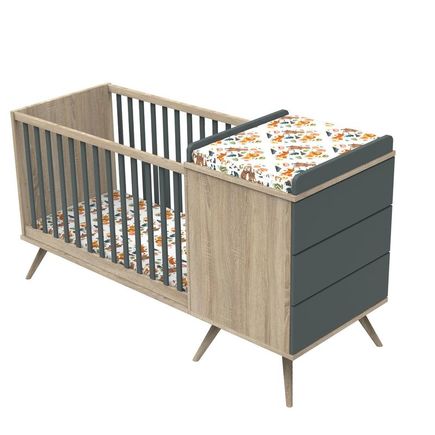 Lit combiné évolutif 120x60 Gris Volcan Boréale  SAUTHON ORIGINAL 