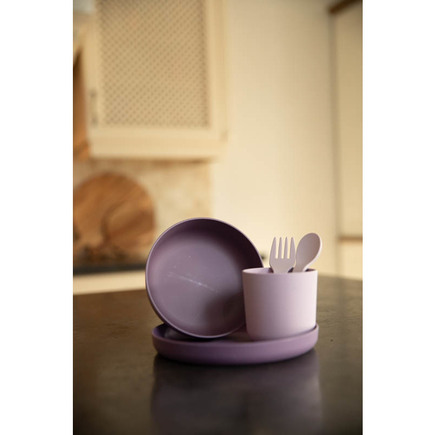 Set vaisselle Biodégradable CPLA 5 pièces rose mauve  BOJUNGLE - 4