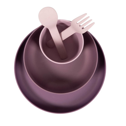 Set vaisselle Biodégradable CPLA 5 pièces rose mauve  BOJUNGLE - 2