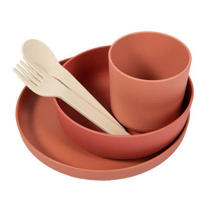 Set vaisselle Biodégradable CPLA 5 pièces terracota BOJUNGLE - 3