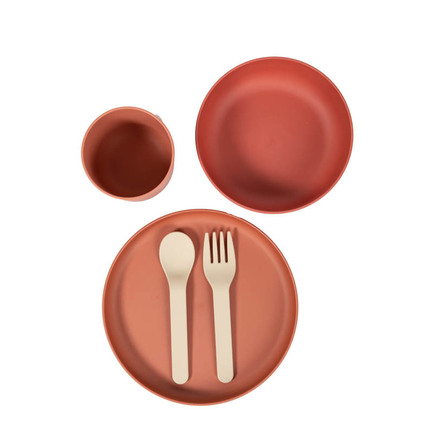 Set vaisselle Biodégradable CPLA 5 pièces terracota BOJUNGLE - 2