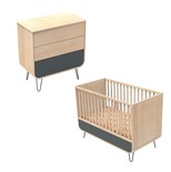Chambre DUO Lit 70x140 Commode BAMBIN Gris Volcan
