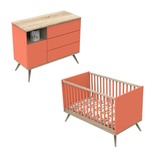 Chambre DUO Lit 70x140 Commode Boréale Corail