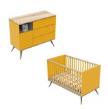 Chambre DUO Lit 70x140 Commode Boréale Jaune Mimosa