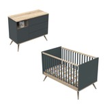Chambre DUO Lit 70x140 Commode Boréale Gris Volcan