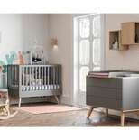 Chambre DUO Lit 70x140 Commode NATURE Gris
