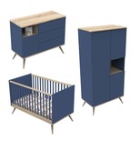Chambre TRIO Lit 70x140 Commode Armoire Boréale Bleu Nuit