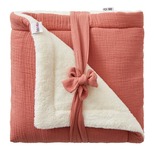 Couverture peluche double gaze & microfibre Marsala - Mix&Match