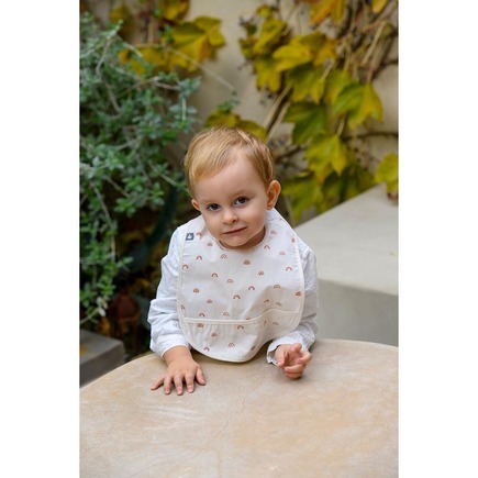 Bavoir en coton enduit ac poche arc-en-ciel BB&CO - 2