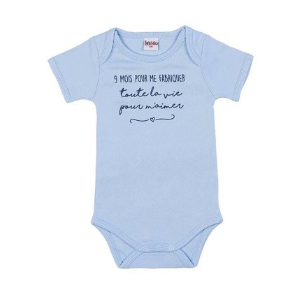 Body manches courtes "9 mois pour me fabriquer" bleu 12 mois BB&CO