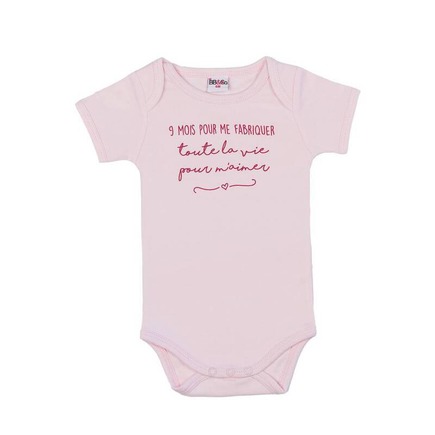 Body manches courtes "9 mois pour me fabriquer" rose 12 mois BB&CO