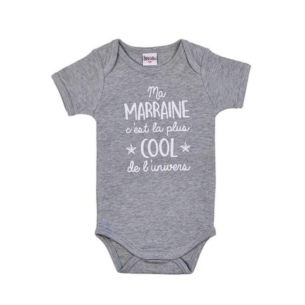 Body manches courtes "Ma marraine c’est la plus cool" 12 mois BB&CO
