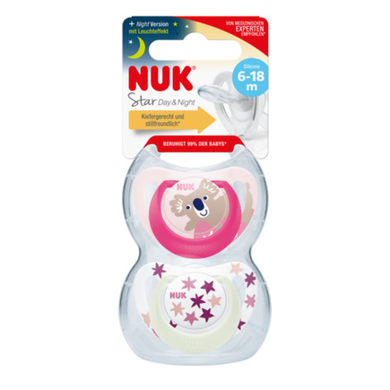 2 Sucettes STARLIGHT 6-18m Fille NUK, Vente en ligne de Sucette