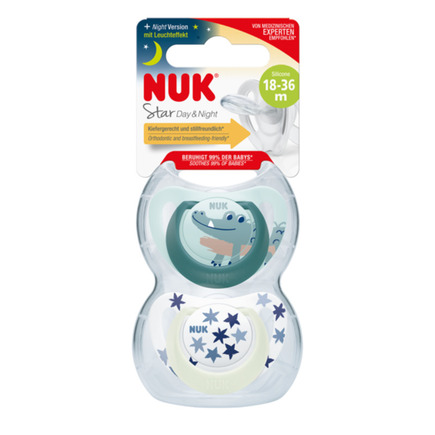 2 Sucettes STARLIGHT 18-36m Garçon NUK