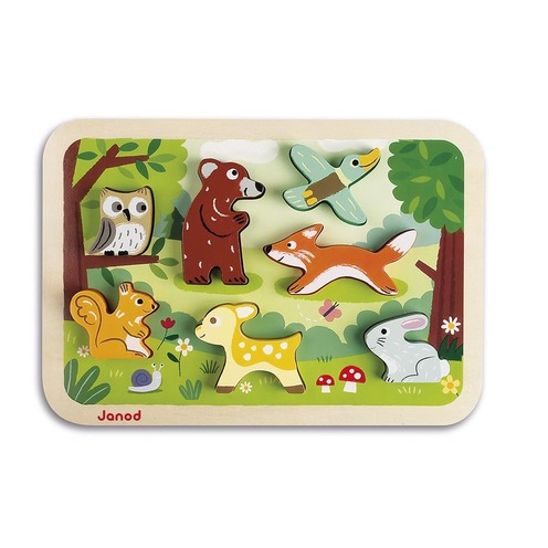 Puzzle en bois pour bébé animaux - Jeu d'éveil enfant 18 mois - Janod