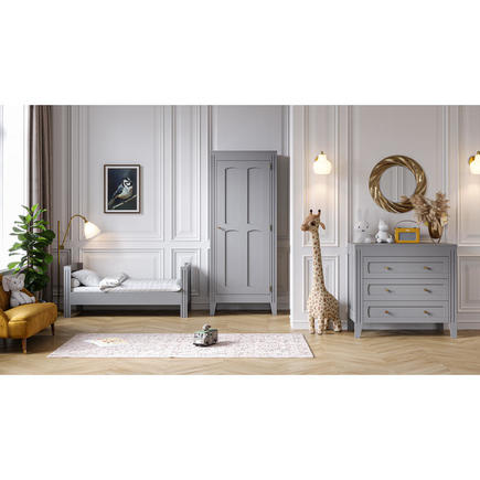 Chambre TRIO Lit 70x140 Commode Armoire MILENNE by Vox Gris clair VOX - 4