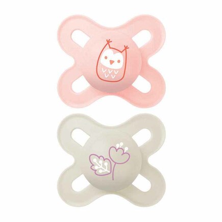 Lot de 2 Sucettes Naissance 0-2m Silicone + boite