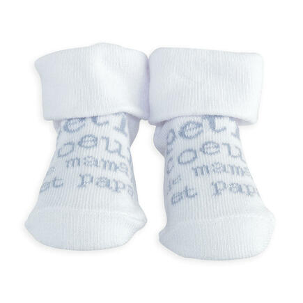 Chaussettes bébé naissance blanches petit coeur TROIS KILOS SEPT