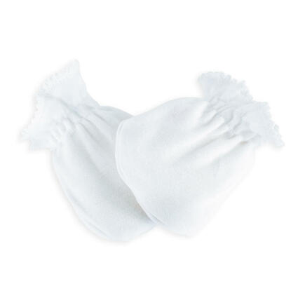 Moufles naissance en coton gants bébé anti griffures - Blanc