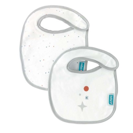 Lot de 2 bavoirs naissance GAIA gris BEBE9 CREATION